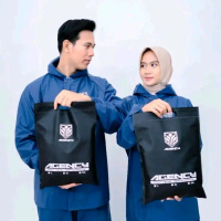 Jas Hujan Setelan Pria Wanita merk Agency ori Bahan PVC Karet Tebal Awet Kuat Tidak Kaku Anti Rembes