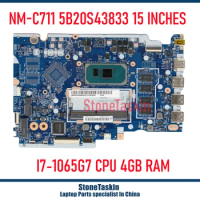 StoneTaskin Refurbished For Lenovo S145-15IIL V15-IIL Laptop Motherboard SRG0N I7-1065G7 4G RAM NM-C711 5B20S43830 5B20S43833