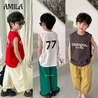 Amila - เสื้อกั๊กผ้าฝ้ายฤดูร้อนสำหรับเด็ก โหมดเกาหลี ซีตากัน alfabet แขนกุด นุ่มสบาย