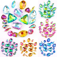 10 shapes mix Rainbow &amp; jelly candy AB various colors glass crystal rhinestone beads glue on handicraft phone cover diy trim