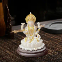 Hindu Goddess Lakshmi Statue Indian Goddess Feng Shui Decor Desktop Ornament for Table Bookshelf Office Cabinet Diwali Gift