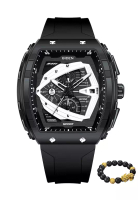 Biden Watch Jam Tangan Pria Original Olahraga Bercahaya Tali Silikon Jam Tangan Cowok Black silver