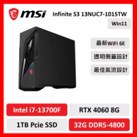 msi 微星 Infinite S3 13NUC7-1015TW 電競桌機 13代i7/32G/1TB/RTX4060