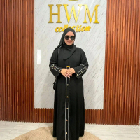 HWM - Abaya Sabila Premium Abaya Arabian Muslimah Simple Terbaru 2025 Gamis Basic Crinkle Airflow Ab