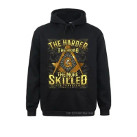Masonic Harder Road Distressed Square Compass Freemason Hooded Tops Men Sweatshirts Hoodies Fashionable Hoods Winter