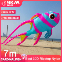 9KM 7m Cardinalfish Kite Line Laundry Kite Pendant Soft Inflatable Show Kite for Kite Festival 30D Ripstop Nylon with Bag