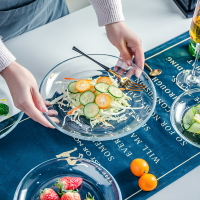 玻璃盤烤盤鋼化透明家用耐熱盤子菜盤圓盤微波爐烤箱專用餐盤餐具