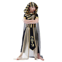 High Quality Ancient Egypt Purim Costume for Kids Egyptian Pharaoh Clothes Costumes Disgusie Halloween Boy's Egypt Priest Costum