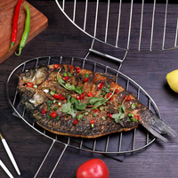 烤魚夾子不銹鋼烤魚架子烤魚網夾燒烤網夾板圓形燒烤用具商用大號