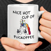 11oz Ceramic Coffee Mug, White Creative Angry Unicorn Tea Cup, Office Portable Ceramic Mug For Hot Or Cold Drink, Novelty Gift