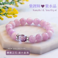 Naluxe 高品貓眼紫鋰輝+紫水晶轉運珠設計款開運手鍊(療癒之石、開智慧、招財、迎貴人)