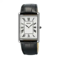 Seiko Classic SWR103P1 Tank Men White Dial Black Leather Strap - Jam Tangan Seiko Original