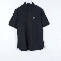 Kemeja FRED PERRY LOGO POCKET WHITE BLACK SHIRT 100% ORIGINAL S