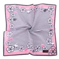 【CLATHAS】山茶花購物包條紋純綿帕巾(粉紅色)