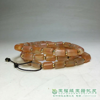 西亞老珠子多圈手鏈柿子紅橘皮紋老瑪瑙喇叭孔剁項鏈長串包郵
