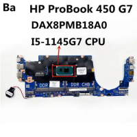 For HP ProBook 450 G7 Laptop Motherboard DAX8PMB18A0 I5-1145G7 100% Working