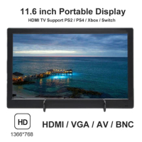 11.6 inch Portable Display LED Monitor 1366x768 HD Display Computer Monitor HDMI-Compatible VGA AV BNC TV for PS4 XBOX Switch