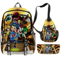 Classic Beyblade Burst Evolution 3D Print 3pcs/Set Student School Bags multifunction Travel Backpack Chest Bag Pencil Case