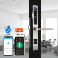 TOPTEQ Smart Sliding Door Lock Handle Tuya Smart Lock With Fingerprint Zigbee Door Lock