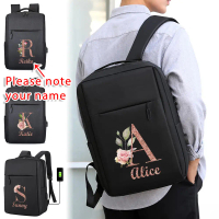 Customized name / LOGO PRINT Multifunctional Laptop Backpack 15inch USB Charging Travel Below Bag ba