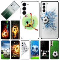 Play Football Art Soft Phone Cases For Samsung Galaxy S23 Plus S22 Ultra S21 S20 FE S10 5G Note 20 10 Lite 9 Black Matte Cover