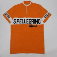 S. Pellegrino Merino Wool Cycling Jersey Classics Retro Bike Wears Top