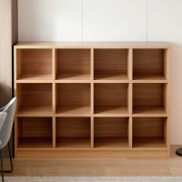 矮書架/矮書櫃 簡易書架置物架落地儲物格子櫃客廳實木色小書本收納閱讀架矮書櫃