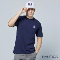 【NAUTICA】男裝 經典百搭帆船LOGO短袖T恤(深藍)