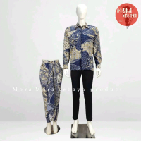couple kemeja batik rok lilit instant SR navy