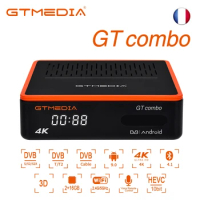 GTMEDIA GT Combo 4K 8K Android 9.0 Smart TV BOX DVB-S2 T2 Cable Satellite Receiver Built In Wifi support France DVB-T2 PK GTC