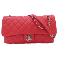 【二手名牌BRAND OFF】CHANEL 香奈兒【再降價】紅色 牛皮 Easy Flap 肩背包 銀扣