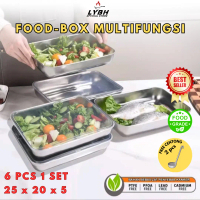 COD【Food box】6pcs nampan sus/kotak makanan/penyimpanan makanan/piring persegi menebal dingin/food gr