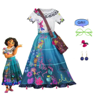 Anime Encanto Mirabel Kostum Cosplay Skirt Atas untuk Wanita Gadis Pakaian Puteri Pakaian Prestasi H