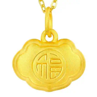 Pure 24K Yellow Gold Pendant Women 999 Gold Fu Baby Lock Necklace Pendant