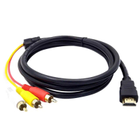 【kurumapop】HDMI轉AV端子線 1.5米(HDMI轉3RCA/機上盒連接電視/紅白黃影音線)