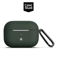 強強滾-CaseStudi AirPods Pro 充電盒 UltraSlim 矽膠保護套(含扣環)-夜暮綠