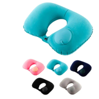 U型 按壓式充氣枕頭(自動充氣枕 U型枕頭)