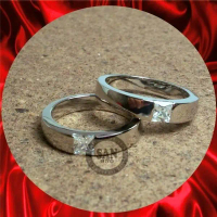 cincin Tunangan Couple Nikah Kawin SAN950 C667 - Palladium Platinum Perak 950 & Emas putih | Free Cu