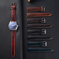 Oil Wax Leather Watch Strap 18mm 19mm 20mm 21mm 22mm Vintage Handmade Watch Band Black Blue Brown Color Men Watch Accessories