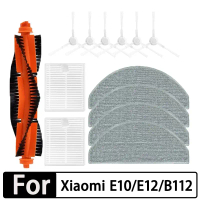 Aksesori Alat Ganti Vakum Robot Xiaomi, Untuk E10 dan E12, Berus Sisi, Penapis Hepa, Kain Mop, Bahag