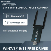 OPTFOCUS 1300mbps USB3.0 Bluetooth 5.0 AC Wifi Adapter 2 in 1 For PC BT5.0 2.4G 5G 5dbi Dongle Usb Audio Receiver Para PC