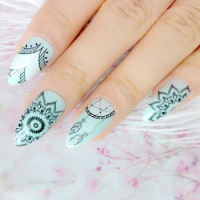 Dream Catcher Short Stiletto False Nails With Design Press On Artificial Fake Nails Tips DIY Full Cover Manicure Tool