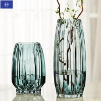 簡約豎稜鉆造型花瓶創意彩色透明玻璃花瓶*百合花器*客廳水養插花花瓶擺件*