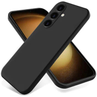 Luxury Black Matte Silicone Case For Samsung Galaxy S24 S23 S22 S21 S20 FE Soft Phone Case Note 10 20 Ultra S10 Plus Back Cover