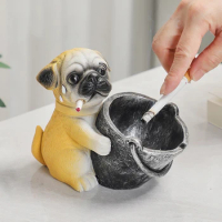 Cute little dog ashtray Personalized household cartoon animal ornaments Resin puppy ashtray Home decoration handicrafts