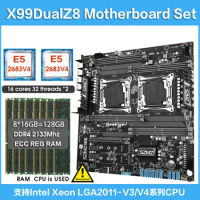 X99 Dual Z8 Motherboard Set With Intel Xeon E5 2683 V4 Dual CPU 8* 16GB 2133MH DDR4 ECC REG RAM Server Mainboard KIt