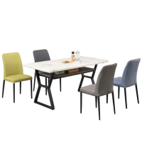 【WAKUHOME 瓦酷家具】傑恩斯灰橡木仿石面 4尺餐桌椅組A005-591+4