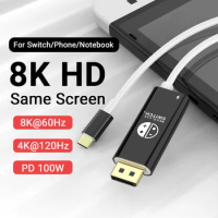 USB C to Display Port Cable Compatible with Nintendo Switch/OLED PD 100W Charging Portable Dock 8K@60Hz Adapter Cord 6.6Ft to TV
