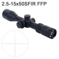 Hunting 2.5-15X50SFIR FFP Parallax Adjustment Sight Red Illuminated Reticle Long Range Tactical Rifle Scope Airsoft Accrssories