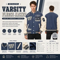 Jaket Varsity Fleece Pria Premium Bordir Eksklusif – Tebal, Hangat & Stylish Casual Maroon XL